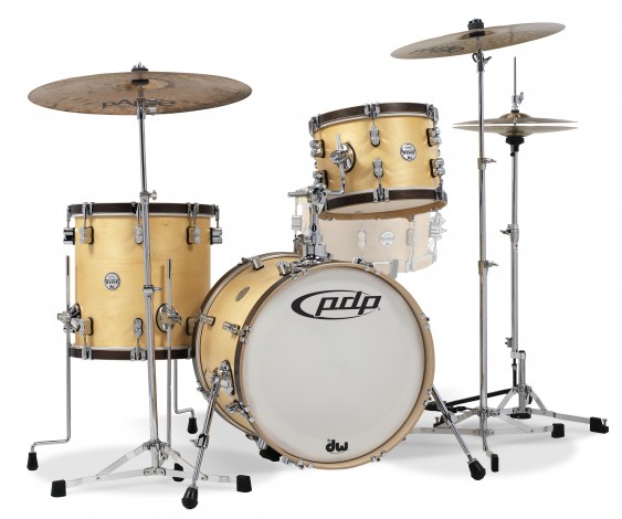 PDP Concept Classic 3-Piece Maple Bop Shell Pack, Natural with Walnut Hoops w/Chrome Hardware; 8x12, 14x14, 14x18 (BOX 1 OF 2)