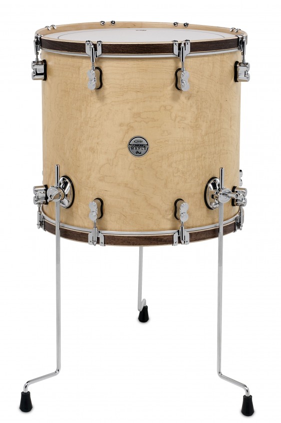Pdp Concept Classic Maple Floor Tom  16x18  Natural W Walnut Stain Hoops And Chrome Hardware