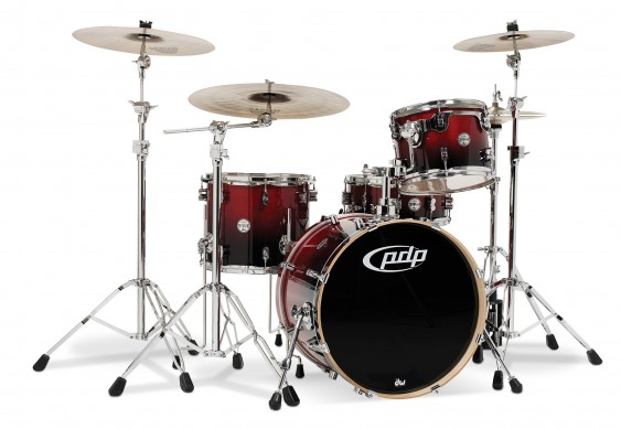 PDP Concept Series 4-Piece Birch Shell Pack, Cherry to Black Fade w/Chrome Hardware; 9x12, 12x14, 16x20, 5.5x14