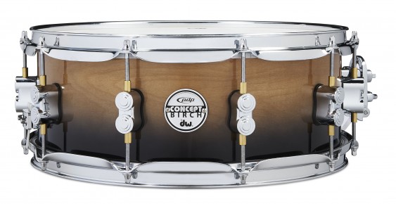 PDP Concept Series Birch Snare, 5.5x14, Natural to Charcoal Fade
