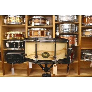 CPP 40th Noble & Cooley Buckeye Snare Drum - 6x14", Natural Satin Lacquer, Black Brass Hardware, Flanged Black Brass Hoops, Drum #24