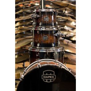 Mapex Saturn V Exotic MH Rock 4-piece shell pack In Transparent Ash Burl Burst with SONIClear Edge
