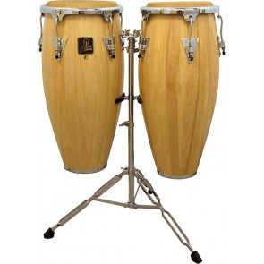 Latin Percussion Aspire Natural Wood 10" & 11" Conga Set w/ Double Stand