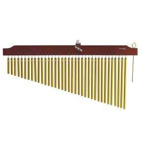 Tycoon Percussion 36 Gold Chimes With Brown Finish Wood Bar